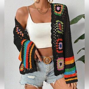 Floral Colorful Crochet Kimono Cardigan Hollow Out
Cover Up
Boutique